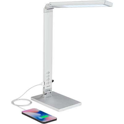 360 Lighting Jett Modern Desk Lamp 16 1/2" High Silver With USB Port And Nightlight LED Dimmer Touch On Off For Bedroom Bedside Nightstand Family Home - Image 2