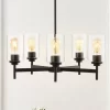 24" LED 5-Light Orpheus Industrial Iron Cylinder Chandelier Oil Rubbed Bronze/Clear - JONATHAN Y