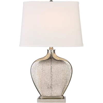 360 Lighting Axel Modern Table Lamps 25" High Set Of 2 Mercury Glass With Dimmers White Fabric Drum Shade For Bedroom Living Room Bedside Nightstand - Image 6