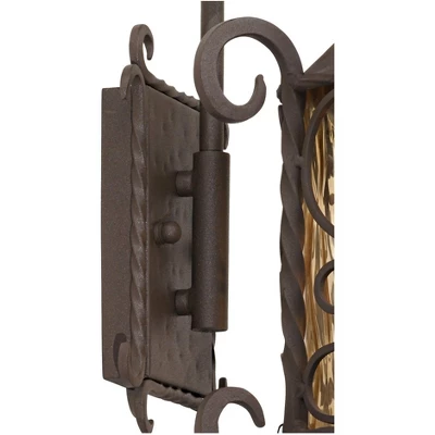 John Timberland Casa Seville Vintage Rustic Outdoor Wall Light Fixture Dark Walnut Scroll 13 1/4" Champagne Hammered Glass For Post Exterior Barn Deck - Image 3