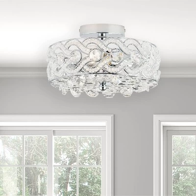 11.5" Olivia Semi-Flush Mount Pendant Metallic Silver - River Of Goods - Image 4