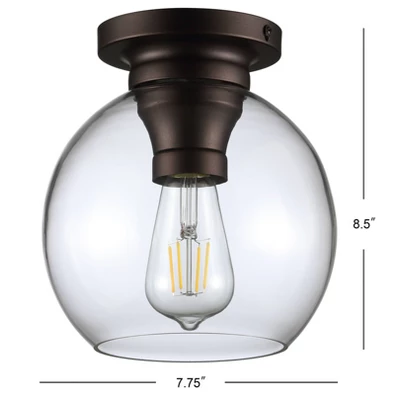 7.75" Metal/Glass Atlas Flush Mount (Includes Energy Efficient Light Bulb) - JONATHAN Y - Image 3