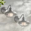 Franklin Iron Works Rustic Industrial Farmhouse Vintage Outdoor Barn Light Fixtures Set Of 2 Galvanized 13" White Glass For Post Exterior Deck House