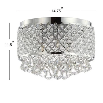 14.7" Crystal Drops/Metal Evelyn Flush Mount (Includes Energy Efficient Light Bulb) Chrome - JONATHAN Y - Image 3