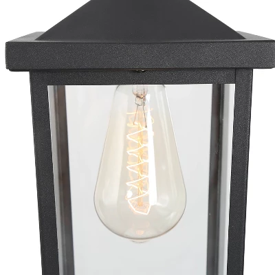 13" Metal/Glass Square Cage Modern Outdoor Pendant Light Black - LNC - Image 6