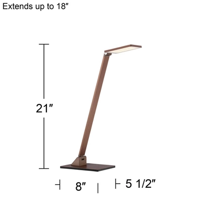 Possini Euro Design Bentley Modern Desk Lamp 21" High French Bronze Aluminum Metal LED Touch On Off Adjustable Head For Bedroom Living Room Office - Image 6