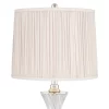 Regency Hill Luca Modern Table Lamps 25 1/2" High Set Of 2 Twisted Glass With USB Charging Port Oyster Shirred Shade For Bedroom Living Room Home Desk