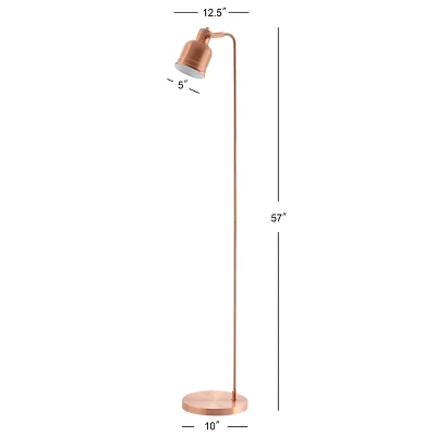 57" Metal Brandon Task Floor Lamp (Includes LED Light Bulb) Copper - JONATHAN Y - Image 3