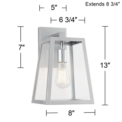 John Timberland Arrington Modern Outdoor Wall Light Fixture Silver Steel 13" Clear Glass For Post Exterior Barn Deck House Porch Yard Posts Patio Home - Image 7