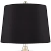 Regency Hill Luca Modern Table Lamps 25 1/2" High Set Of 2 Clear Glass With USB Charging Port Black Faux Silk Shade For Bedroom Living Room Home Desk