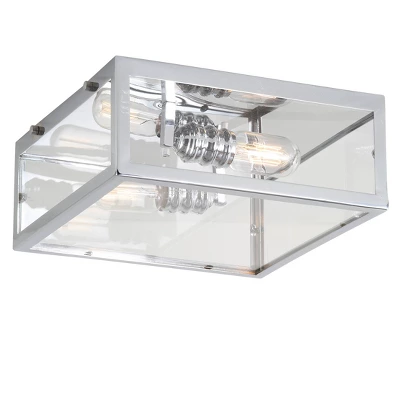 12" Metal/Glass Grayson Flush Mount (Includes Energy Efficient Light Bulb) - JONATHAN Y - Image 5