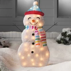 36" Incandescent Fabric Snowman Christmas Novelty Sculpture Light White - Wondershopâ„¢