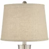 360 Lighting Geoff Modern Table Lamps 26" High Set Of 2 Brushed Nickel With USB Charging Port Cream Burlap Drum Shade For Bedroom Living Room Desk