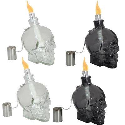 Sunnydaze Decor Sunnydaze Grinning Skull Glass Tabletop Torches - Clear And Black - Image 8