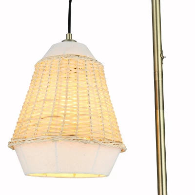 66" Lucia Brass Metal And Rattan Coastal Floor Lamp - River Of Goods - Image 8