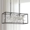Possini Euro Design Carrine Black Silver Linear Pendant Chandelier 38 1/2" Wide Modern Clear Crystal 8-Light Fixture For Dining Room Kitchen Island