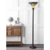 70" Peacock Tiffany Torchiere Floor Lamp (Includes LED Light Bulb) Bronze - JONATHAN Y
