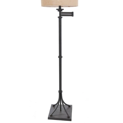 Tipton Swing Arm Floor Lamp With Burlap Shade Bronze/Tan - StyleCraft - Image 2
