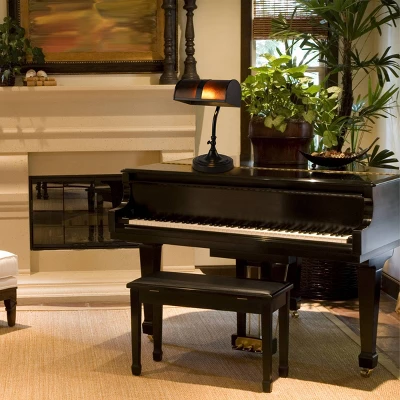 Bankers Lamp With Amber Mica Shade (Includes LED Light Bulb) - Image 3