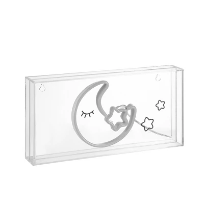 11.8" Moon Contemporary Glam Acrylic Box Pendant (Includes LED Light Bulb) Neon Pink/Yellow - JONATHAN Y - Image 2