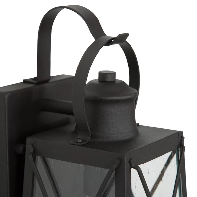 12.5" Metal/Glass "X" Outdoor Wall Lamp Black - LNC - Image 3