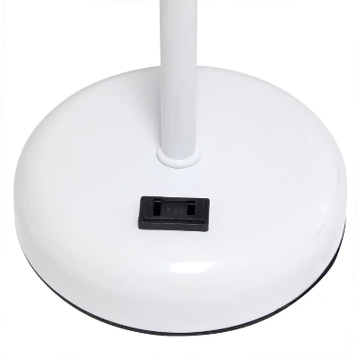 19.5" Bedside Power Outlet Base Metal Table Desk Lamp In White With Light Pink Fabric Shade - Creekwood Home - Image 5