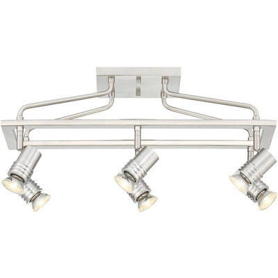 Pro Track Sven 6-Head LED Ceiling Track Light Fixture Kit Spot Light GU10 Silver Brushed Nickel Finish Metal Modern Cage Kitchen Bathroom 22" Wide - Image 4
