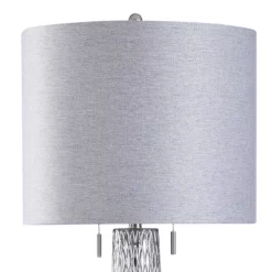 Elyse Diamond Plate Textured Glass Table Lamp With Heathered Designer Shade Gray - StyleCraft