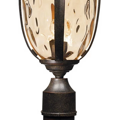 John Timberland Bellagio Rustic Outdoor Post Light Veranda Bronze 21" Hammered Glass For Exterior Barn Deck Post Light House Porch Yard Patio Home - Image 3