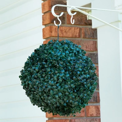 Solar Powered LED Faux Topiary Ball Pair Set Of 2 Pre-lit Artificial Boxwood Balls With Rechargeable Battery Outdoor Greenery Decor By Pure Garden - Image 3