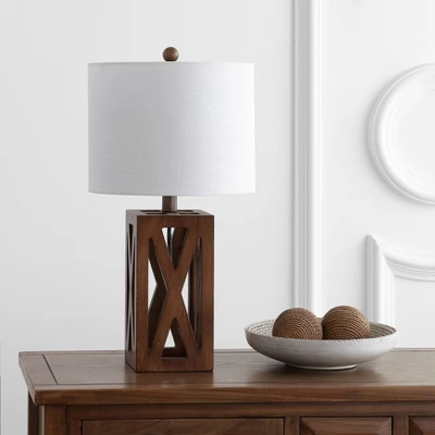 21.5" Wood Stewart Table Lamp (Includes LED Light Bulb) Brown - Jonathan Y - Image 2
