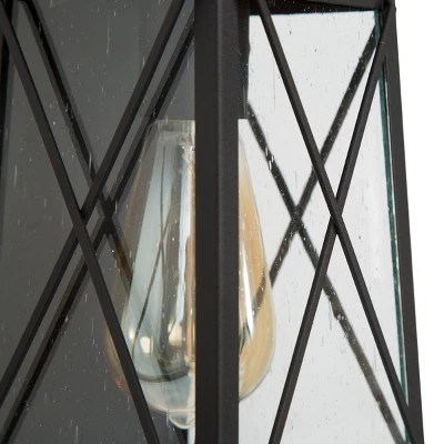 12.5" Metal/Glass "X" Outdoor Wall Lamp Black - LNC - Image 4