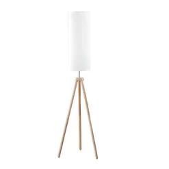 58.5" Lauren Modern Tripod Floor Lamp Natural Wood - Ore International