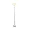 1 Light Torchiere Floor Lamp With Marbleized Glass Shade White - Elegant Designs