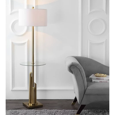 61" Ambrosio Floor Lamp Side Table Brass/Gold (Includes CFL Light Bulb) - Safavieh - Image 2