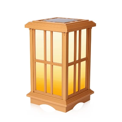 15.6" Solar Zen LED Outdoor Lantern White/Amber Light - Techko Maid