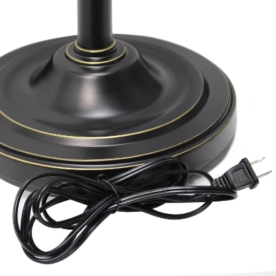 Torchiere Floor Lamp With 2 Reading Lights And Scalloped Glass Shades Restoration Bronze/White - Lalia Home - Image 7