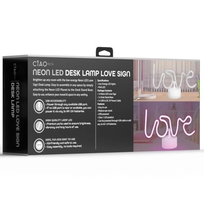 CIAO Tech Desktop Sleek Design Neon Light Up Desk Lamp Love Sign - Image 2