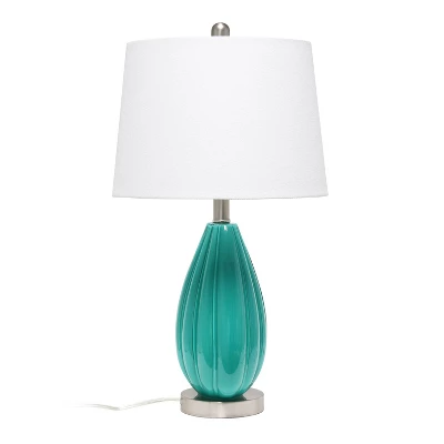 Pleated Table Lamp With Fabric Shade Teal - Lalia Home - Image 6
