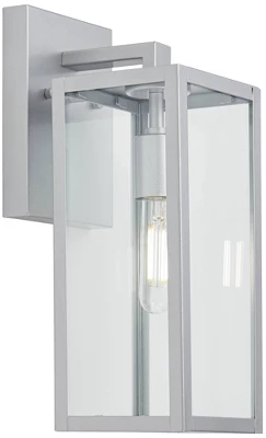 John Timberland Titan Modern Outdoor Wall Light Fixture Silver Metal Rectangular Frame 14" Clear Glass For Post Exterior Barn Deck House - Image 6