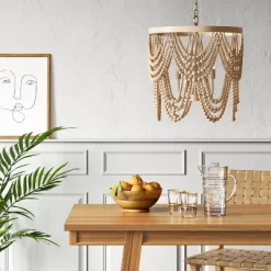 Large Chandelier Wooden Beads Swag Natural Tone - Thresholdâ„¢