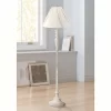 360 Lighting Vintage Chic Floor Lamp 60" Tall Antique White Washed Ivory Pleated Drape Fabric Shade For Living Room Reading Bedroom Office