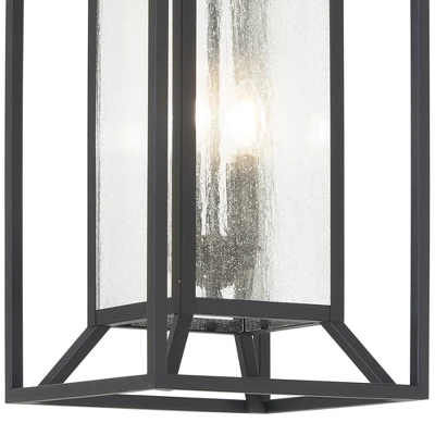 Minka Lavery Modern Outdoor Hanging Light Fixture Sand Coal Damp Rated 22" Clear Seeded Glass For Post Exterior Porch Yard Patio - Image 3
