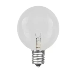 Novelty Lights Clear G40 Globe Hanging Outdoor String Light Replacement Bulbs E12 Candelabra Base 5 Watt