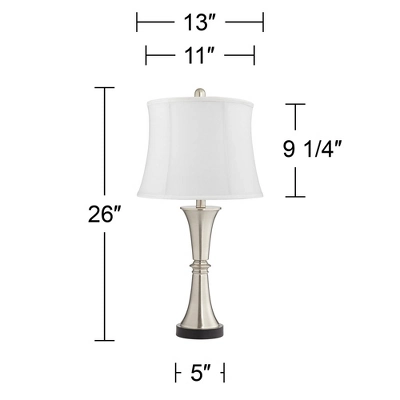 360 Lighting Seymore Modern Table Lamps 26" High Set Of 2 White Softback With USB Charging Port LED Touch On Off Silver Drum Shade For Bedroom Desk - Image 6