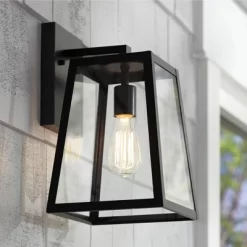 John Timberland Arrington Modern Outdoor Wall Light Fixture Mystic Black 13" Clear Glass For Post Exterior Barn Deck House Porch Yard Posts Patio Home