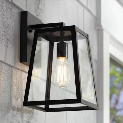 John Timberland Arrington Modern Outdoor Wall Light Fixture Mystic Black 13" Clear Glass For Post Exterior Barn Deck House Porch Yard Posts Patio Home