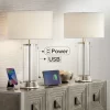 Possini Euro Design Fritz Modern Table Lamps 26 1/2" High Set Of 2 Silver Clear Glass With USB And AC Power Outlet In Base Drum Shade For Bedroom Desk