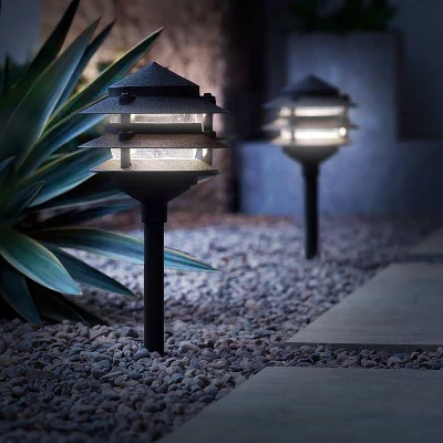 John Timberland Three-Tier Pagoda 11" High Black Modern LED Landscape Path Light - Image 3