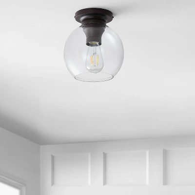 7.75" Metal/Glass Atlas Flush Mount (Includes Energy Efficient Light Bulb) - JONATHAN Y - Image 2